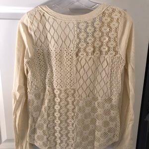Free people cream lace back top